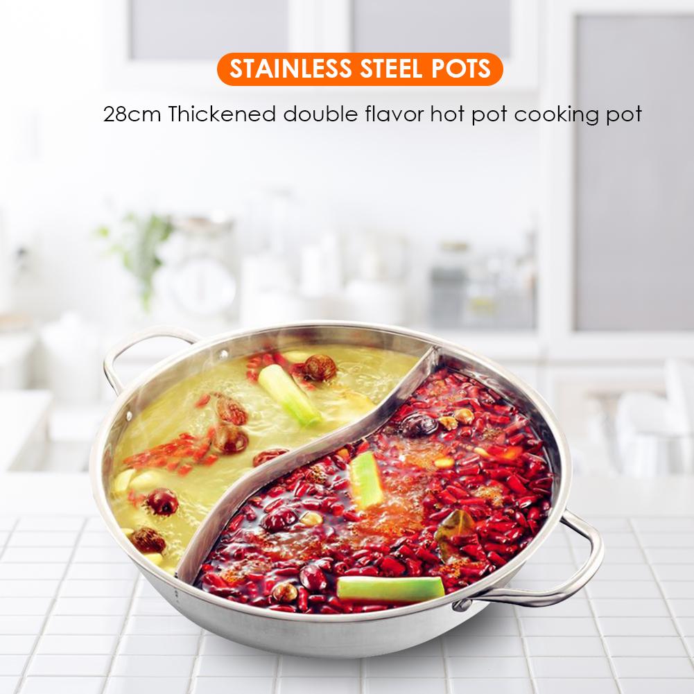 VKTECH 28cm marmite inox monocouche épaissir soupe binaurale mandarine canard marmite Fondue marmite cuisine ustensiles de cuisine