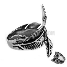 Vintage Feather Ring Stainless Steel Jewelry Eagle Wing Biker Mens Ring SWR0463A