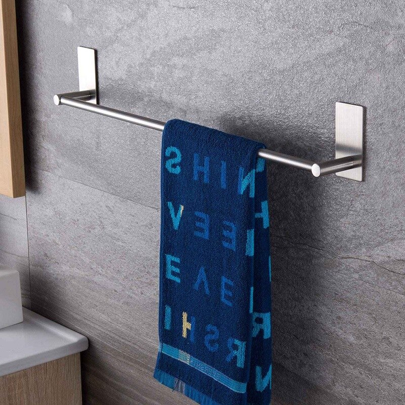 Barre porte-serviette 16 Pouces dans la Salle De Bain Auto-Adhésif Porte-Serviettes Bâton Sur Le mur En Acier Inoxydable Collant Cintre