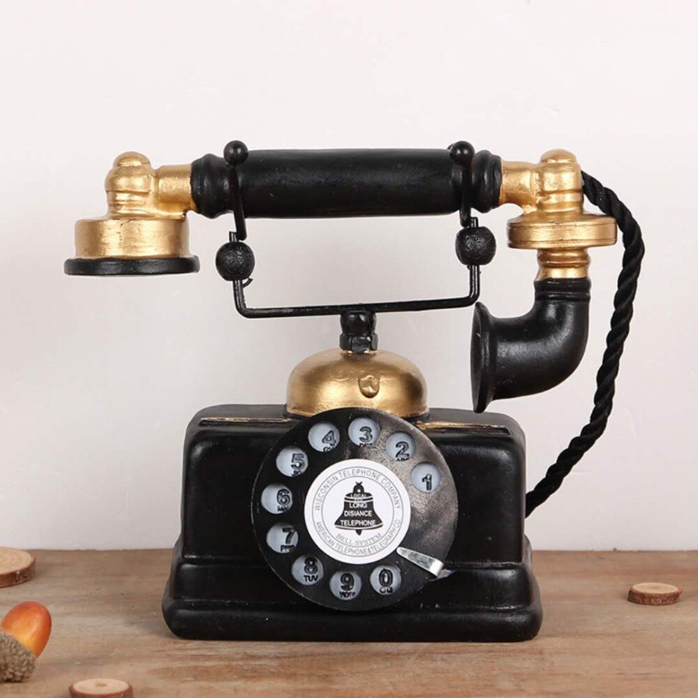 Retro gør gammel harpiks pendul antik telefon hjem bar cafe desktop dekoration 3