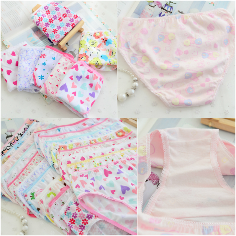 6Pc/Lot Girls Panties Briefs Underwear Kids Briefs Flower Baby UnderPants Suit1- 2 Years