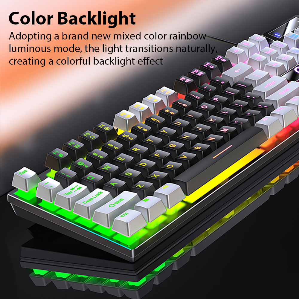 K500 Bedraad toetsenbord 104 toetsen Office Gaming-toetsenbord Mechanisch gevoel voor Windows en IOS Computer Laptop PC RGB-membraantoetsenbord