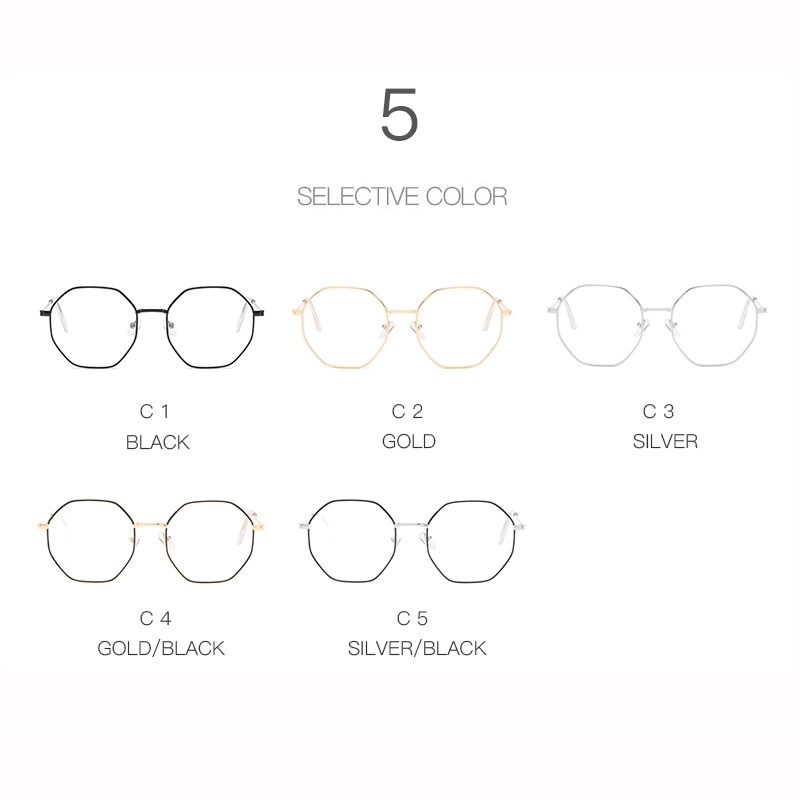 Hombres Vintage Anti-Luz Azul hexagonal gafas lentes de mujeres miopía óptica espejo Metal Simple Anti-azul gafas transparentes marcos
