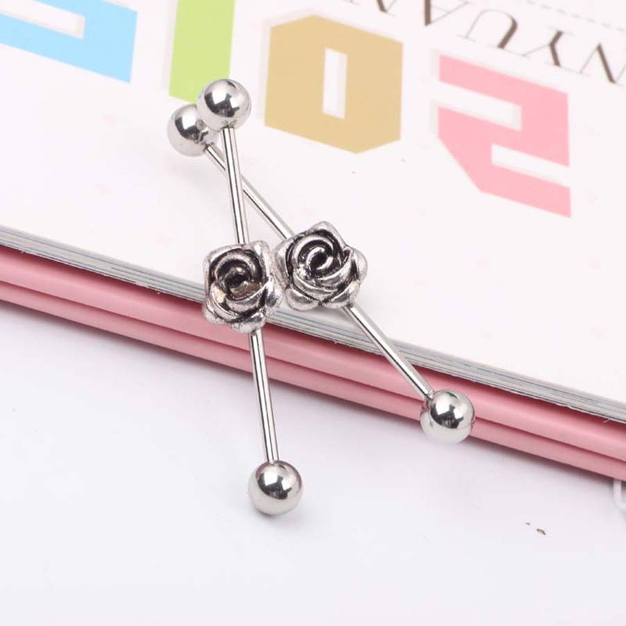 1PC Stainless Steel Industrial Barbell Ear Helix Piercing Labret Lip Ear Cartilage Stud Earrings Piercing Body jewelry Black
