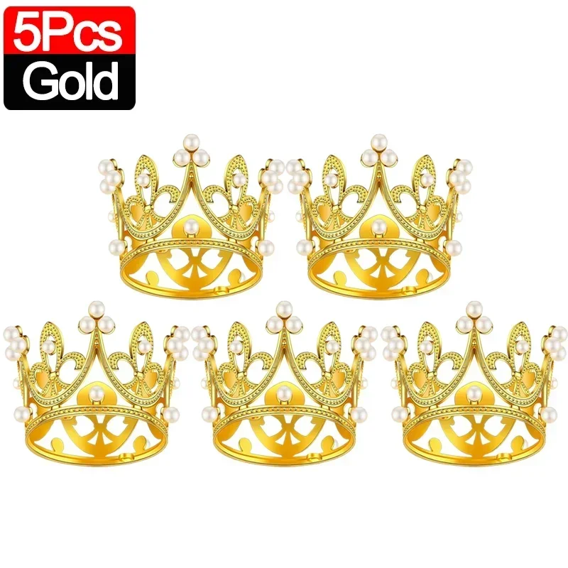 20/1 stk mini krone kakedekorasjon perle tiara måke sølv kroner kaketopper til låve hårpynt bryllup bursdagsfest: Multi