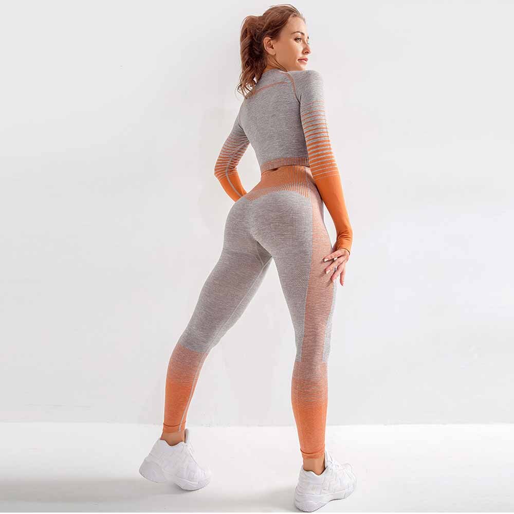 Naadloze Vrouwen Yoga Set Sport Kleding Lange Mouwen Top Hoge Taille Leggings Workout Kleding Fitness Sport Pak Gym Outfit Sets