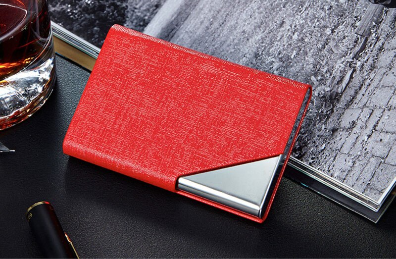 Staal Vrouwen Bank Credit Card Houder Reizen Dame Bescherming RFID Portemonnee Vrouwelijke Pocket Multi-Card Case Porte carte: Rood