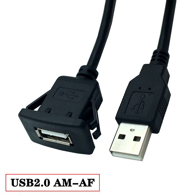 ABS Shell Buckle Type Dual Port USB 3.0/2.0 Male To Female Car, Ship, Motorcycle Instrument Panel Extension Waterproof Cable 1m: Ivory / 2m