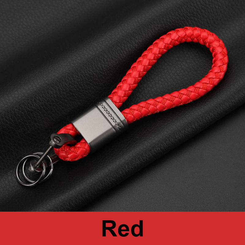 Handgewebter Schlüsselanhänger aus Leder, Auto-Schlüsselanhänger, für Männer und Frauen, Seil, Schlüsselanhänger, Taille, Schlüsselanhänger, Charme, Schlüsselhalter, , Schmuck: Schwarz