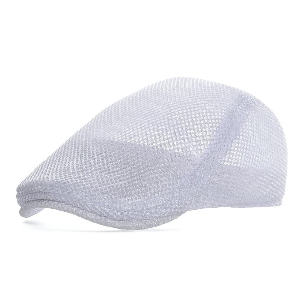 VOBOOM Summer Flat Cap for Men Mesh Cabbie Newsboy Women Gatsby Hat Beret Ivy Caps Man Breathable Headpiece 126: white