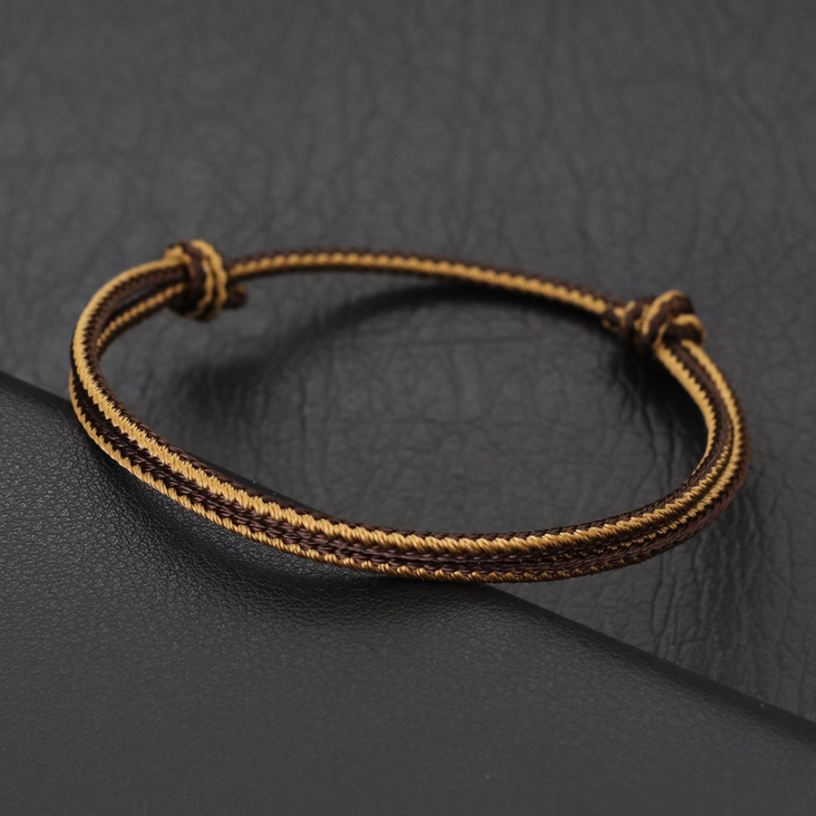 Pulsera étnica de hilo fino de 2mm para Hombre, amuleto de la suerte bohemio ajustable de , para él, Pulseria para Hombre, Joias: Color amarillo dorado claro