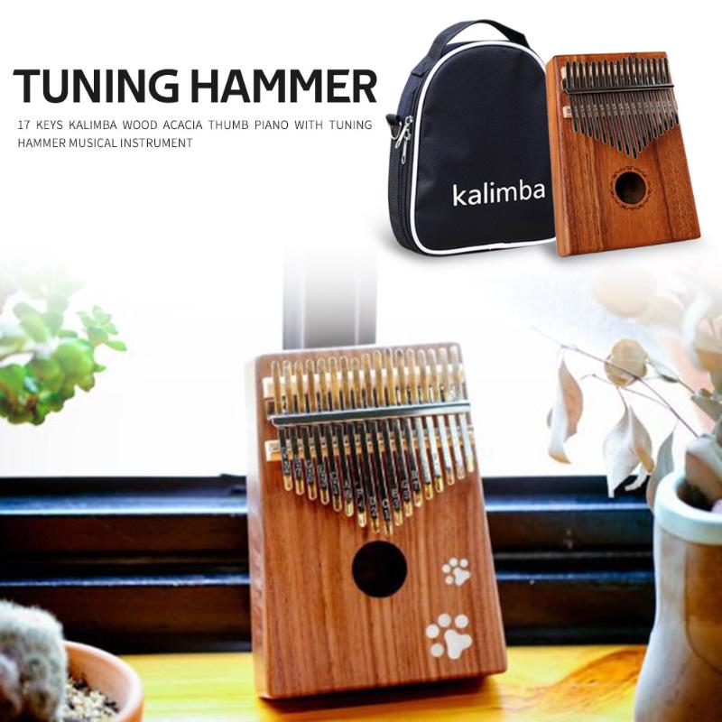 Instrumento Musical con martillo de afinación de 17 teclas de gran de madera de Acacia, luminosidad y portabilidad de Piano, sin espacio