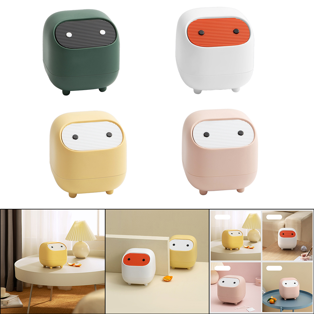 Mini Cute Waste Bin Desktop Small TrashCan With Lid Garbage Organizer Detachable Cover Kitchen dining table Desk Storage Bucket