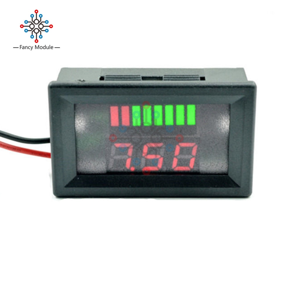 6V/12V/36V/48V Red LED Lead-Acid Battery Indicator Battery Capacity Acid Tester Voltmeter Charge Level Indicator For Arduino
