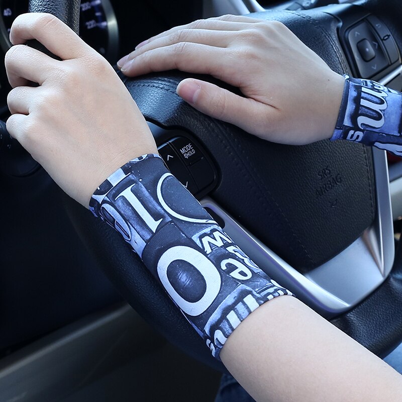 Muñequera elástica de sección delgada para hombre y mujer, guantes decorativos para correr, baloncesto, deportes, cinturón de sudor, protector solar: Blue  12cm