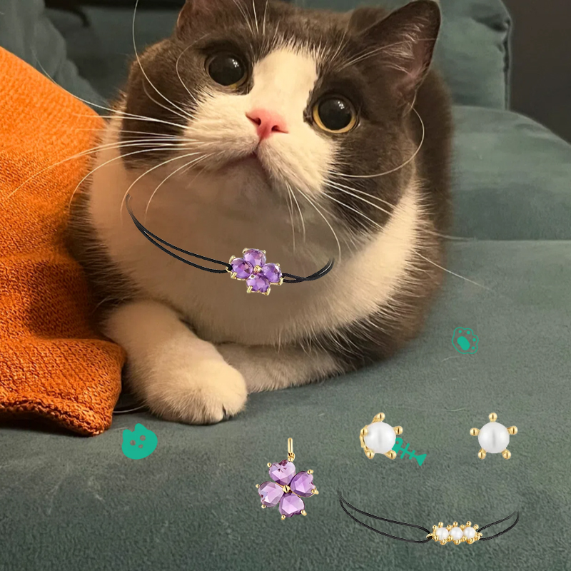 Katzenaccessoires neuer spanischer Originalschmuck rosa herzförmiges Blumenkristallperlenarmband modisches Luxus für Mädchen