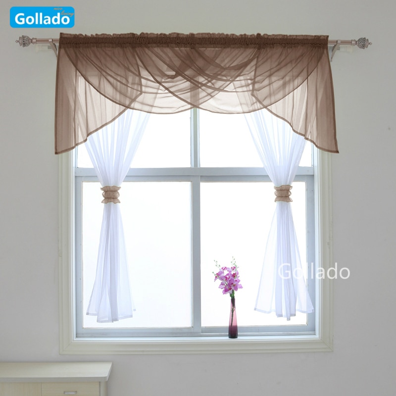 Panel Curtains With Valance Sheer Voile Living room Window Drapes Home Decor 1 Set