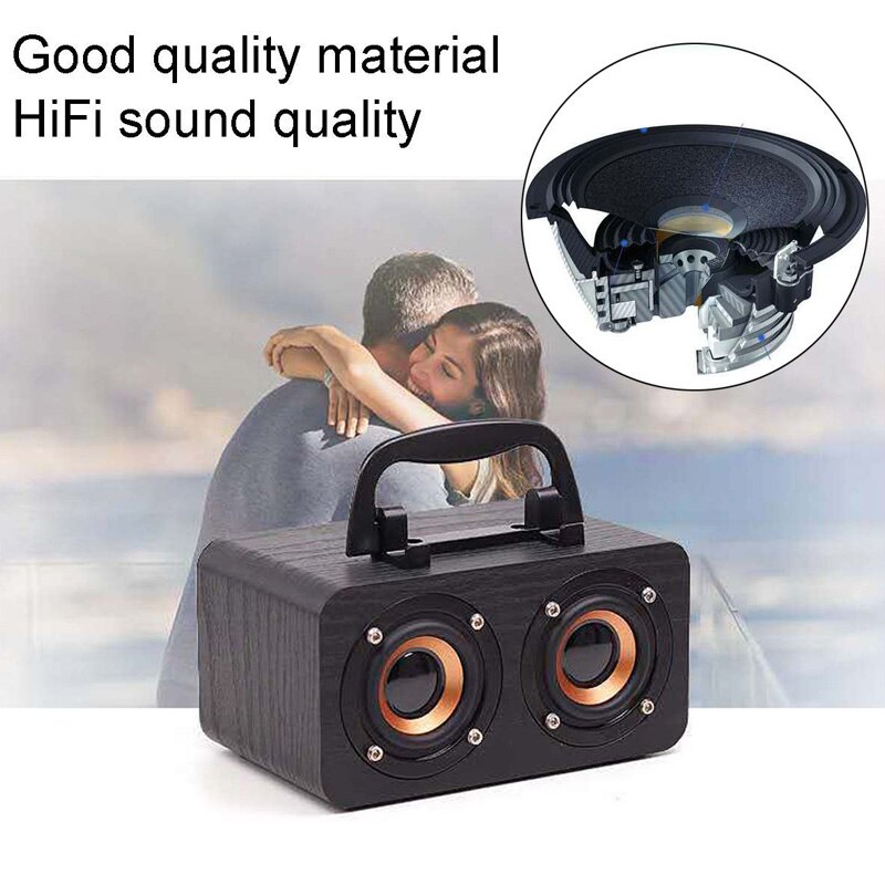 Wooden Wireless Bluetooth Portable Speakers Subwoofer Stereo Bass System Bluetooth Speaker TF USB MP3 Player Home Amplifier