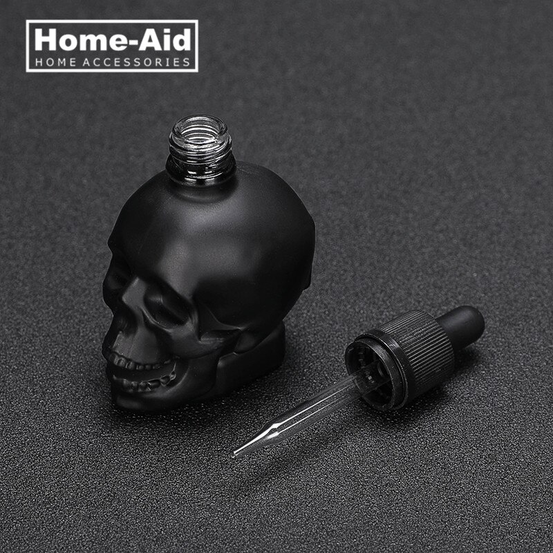 Botella amarga con forma de calavera para niños, frasco con cuentagotas de vidrio, esmerilado, negro, 30ml, 60ml, 120ml