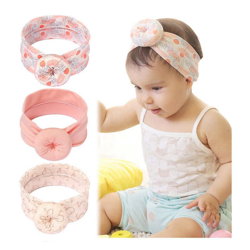 3 unids/set bebé diadema arcos nudo diademas para recién nacidos para chicas con flores y puntos impreso niños turbante bebé accesorios para el pelo