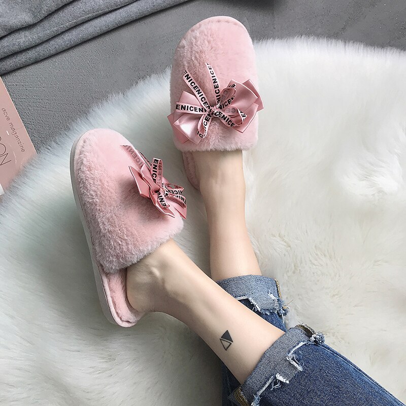 Femmes maison pantoufles hiver chaussures femme sans lacet plats diapositives femme fausse fourrure pantoufles femmes chaussures bout fermé g755