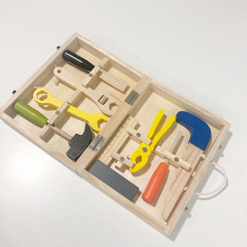 Holz Werkzeug Bausatz einstellen Spielzeug Baby Reparatur Simulation Faltbare Tragbare vorgeben abspielen Werkzeug Kasten Für freundlicher