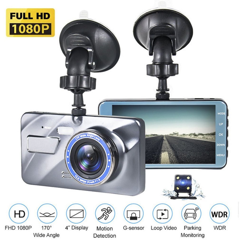 Car Driving Recorder Vehicle Camera 4 Inch Full HD 1080P DVR Front And Rear Dual Screen Recording Metal Shell Video Recorder