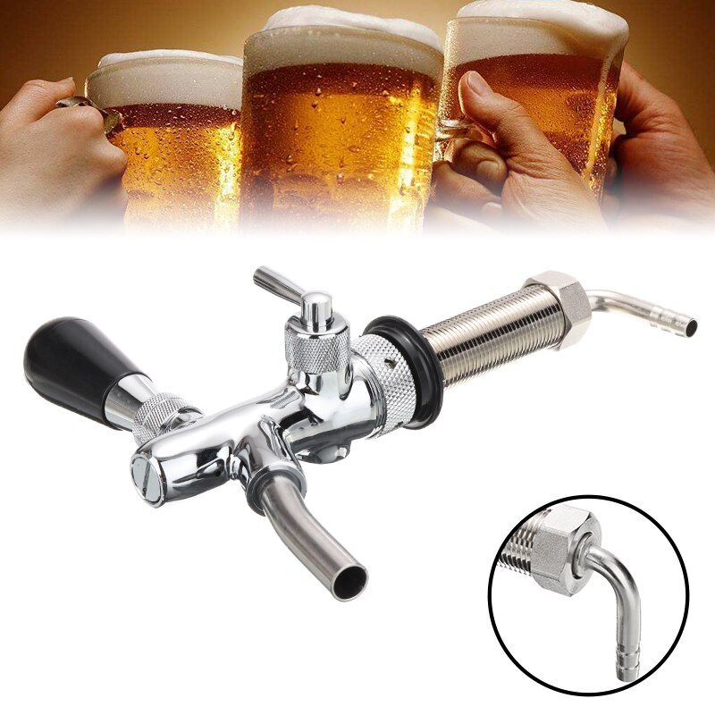 Stainless Steel Beer Tap 98mm Adjustable Beer Tap Handle G5 / 8 Thread Flow Control DIY Home Brewing Barware Tool Supplies