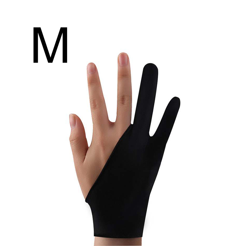 To-finger mitte kunstner anti-touch handske til tegning af tablet højre og venstre handske antifouling til ipad skærmbræt: M