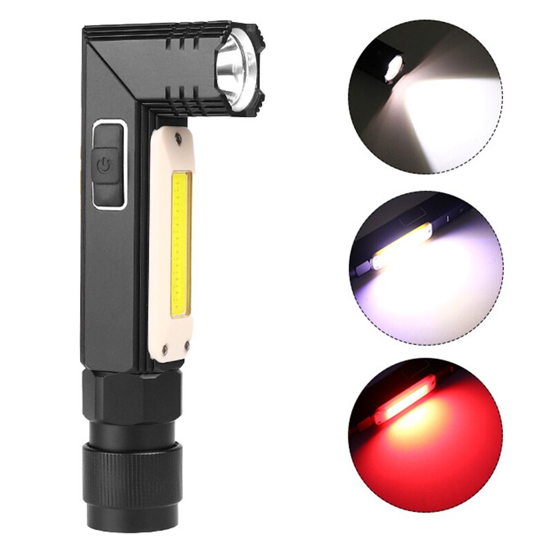 90 Degree LED Flashlight USB Rechargeable Torch Light for Outdoor Camping Free Angle Adjustable Light Work Night Flashlight