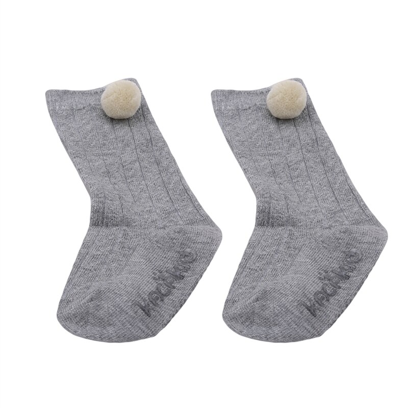Nova princesa casual bonito algodão bebê bola de pelúcia meias com pompom malha joelho alta meias recém-nascidos para meninas meninos manter meias quentes