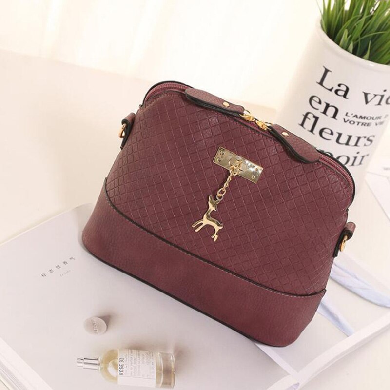 Vrouwen Hand Tassen Pu Leather Soft Vrouwen Wilde Schoudertas Messenger Bag Gewatteerde Shell Tas Hanger Leuke Herten: Purple