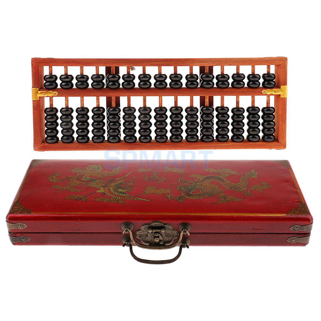 Vintage Chinese Houten Kraal 15 Staven Rekenen Abacus Met Doos Voor Kinderen Volwassenen