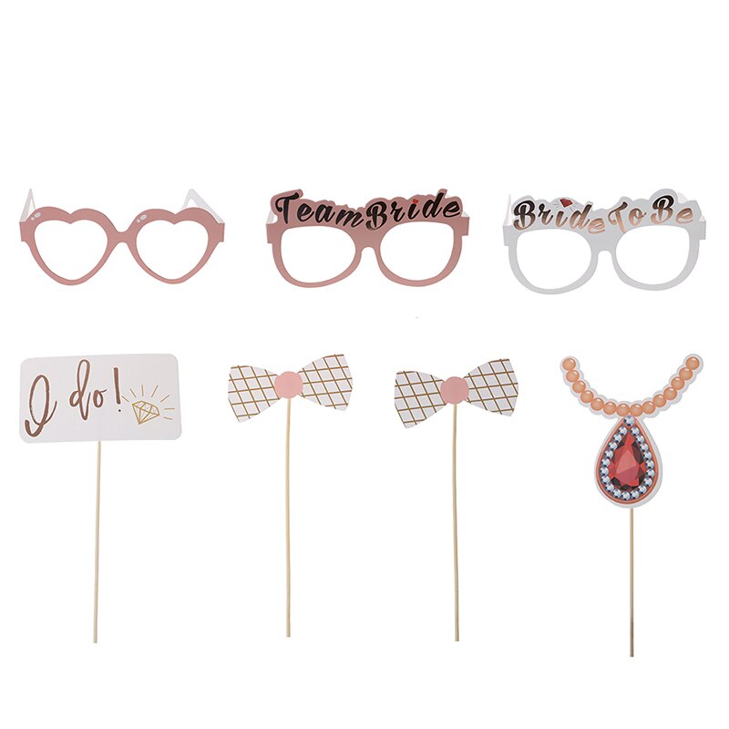 23PCS Bachelorette Party Wedding Pink Team Bride To Be Hen Party Birthday Selfie Gold Photo Props Photo Booth Props