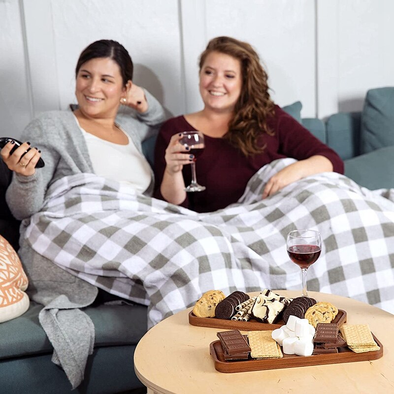 Solid Wood Dinner Plate Rectangular Wooden Dinner Plate with Raised Lips for Finger Food Appetizer Cheese Board