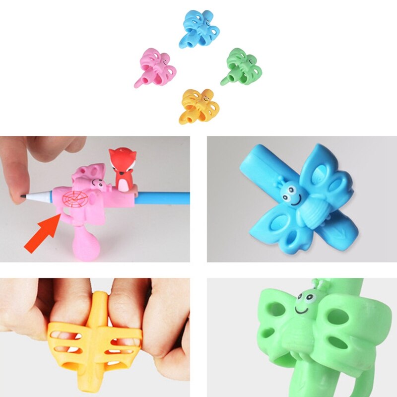 1PC Butterfly Style Three Finger Writing Corrector Pencil Grip Children Kids Learning Holding Device Correcting Pen Holder Postu