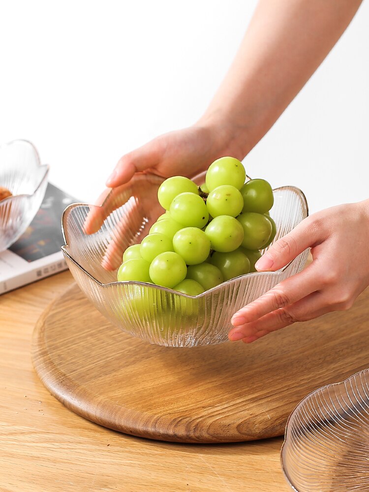 Ins Simple Fruit Plate Crystal Glass Dessert Plate Fruit Salad Bowl Dessert Bowl Set Dishes and Plates Sets