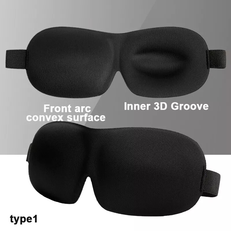 3D Slaapmasker Blokkeren Licht Ademend Zachte Gewatteerde Slaap Masker Voor Ogen Slapen Blindfold Eye Cover Slaapmasker Eyepatch: Black