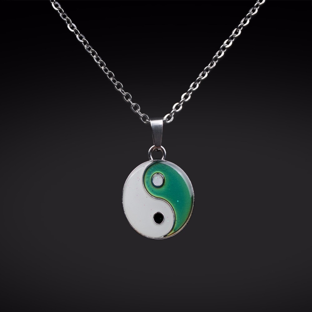 Juchao colar do humor taiji bagua yinyang, colar gótico com pingente, controle de temperatura, colar com mudança de cor para homens e mulheres