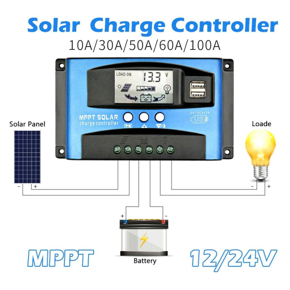 MPPT Dual Usb MPPT Solar Controller Home LCD Display Boat Solar Controller Reverse Connection Protection 12/24v