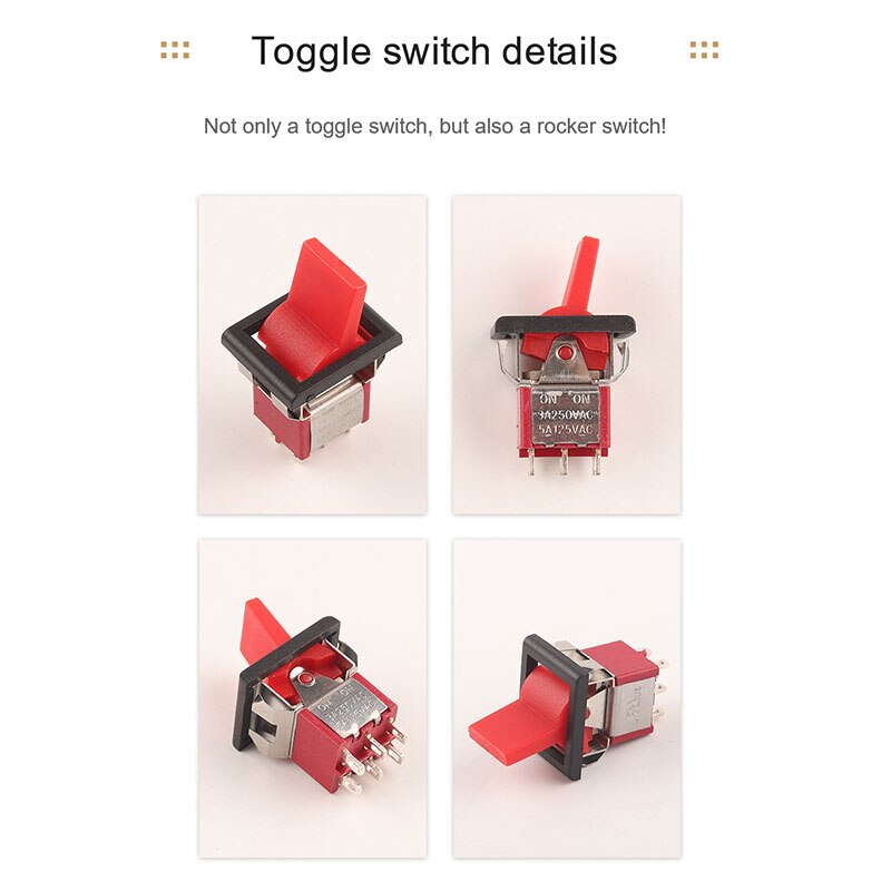 5pcs/Lot Mini Paddle Toggle Switch SPDT 2/3 Position Square Snap-in Panel Mount 5A125V 2A250V ON-ON ON-OFF-ON
