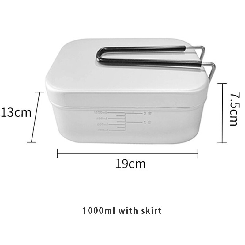 Lunchbox Draagbare Aluminium Camping Servies Outdoor Gear Voor Reizen Keuken Kookgerei Pot Wandelen Apparatuur Koken Set Levert: 1000ml with skirt 1p