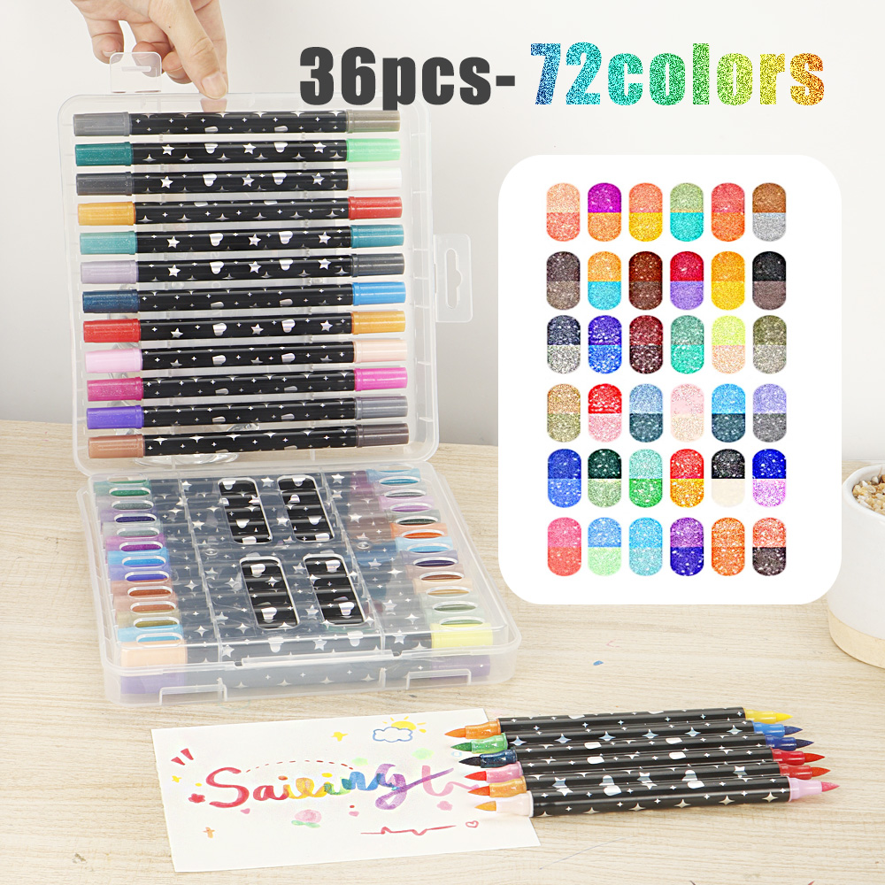 12-60 Pcs Double Tip Art Markers Vibrant Colors Quick-Drying For Painting Graffiti DIY Crafts Art Stationery School supplies.: Red