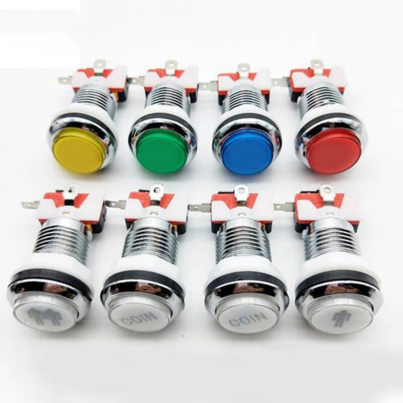 Arkade DIY Bausatz Teil 2X 8 Weg Joystick + 16X LED Beleuchtet drücken Tasten + 2 Spieler + Münze Für Himbeere Pi 3B Modell
