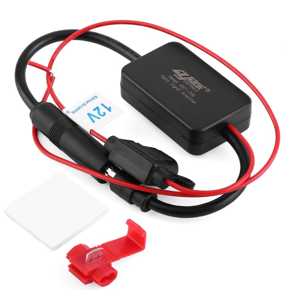 Black 12V Car Automobile Radio Signal Amplifier ANT-208 Auto FM Booster#