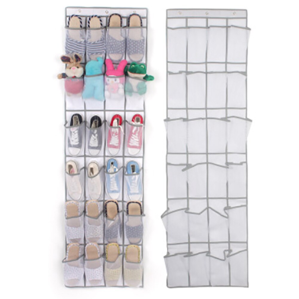 Organizador de zapatos, Zapatero colgante transparente, armario de tela, bolsa de almacenamiento, 24 bolsillos de malla grandes, puerta, n. ° 40: White 