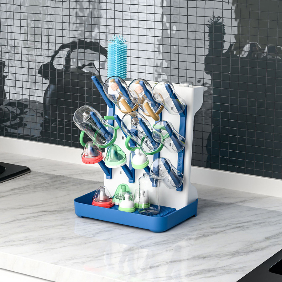 Abtropfgestell für Babyflaschen, Trocken- und Abtropfständer für Babyflaschen, platzsparender Organizer für Babyflaschen, Schnuller, Milchpumpenteile