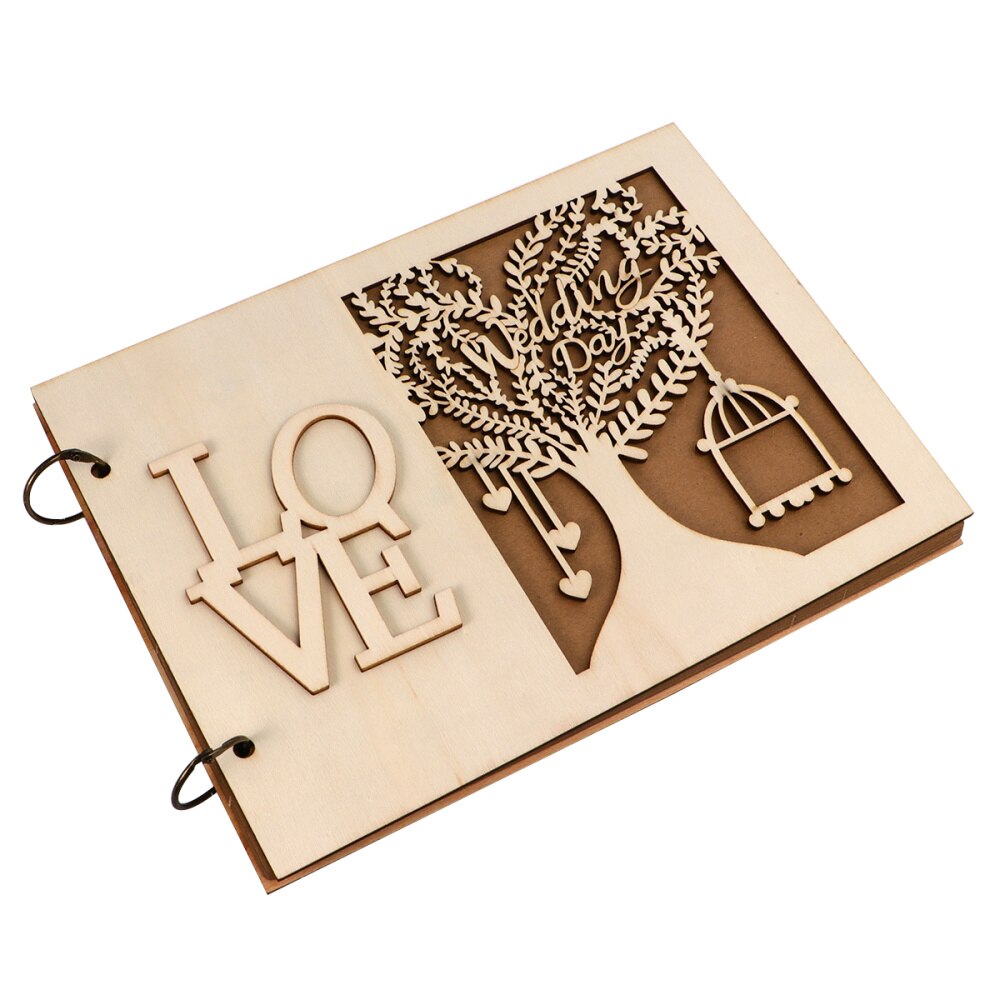 1pc bröllop gästbok ihålig gäst inloggningsbok snida trä gästbok trä ihålig hantverk anteckningsbok för bröllop