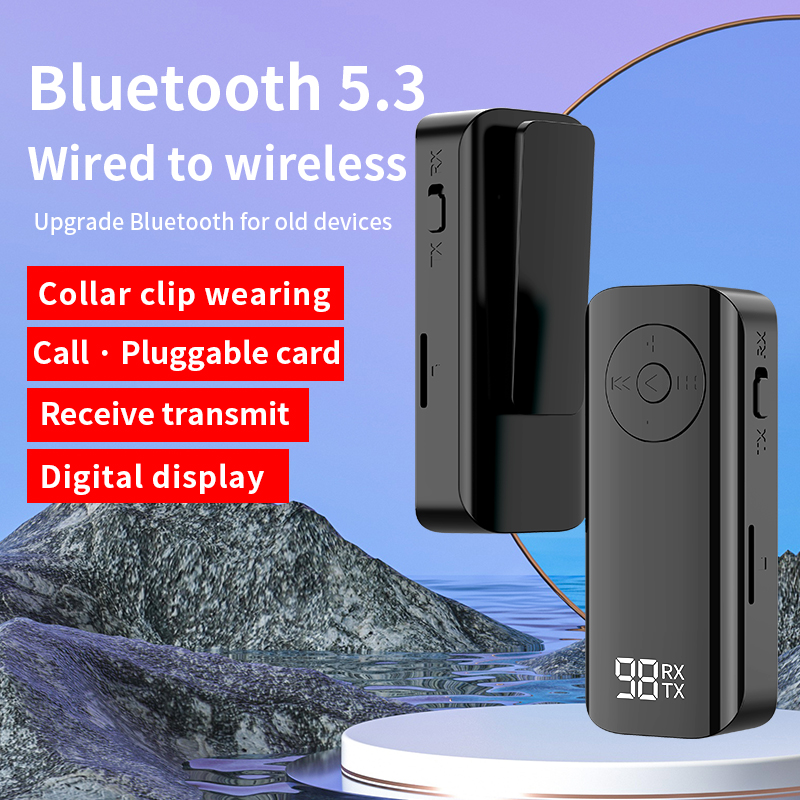 Bluetooth 5.3 Zender Ontvanger 3.5mm Jack Aux Draadloze Adapter Stereo voor Koptelefoon TV PC Auto Luidspreker Met digitaal display
