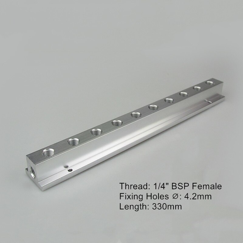 1/4" BSP Female Thread T Shaped Aluminium Pneumatic Manifold Splitter Block Quick Connector Distributor Air Compressor Fitting: 10 Way 12 Port